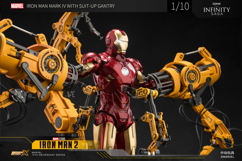 [EN STOCK] Figura Iron Man Mark IV con Suit-Up Gantry - Iron Man 2 marca ZD Toys escala 1/10 (18 cm)