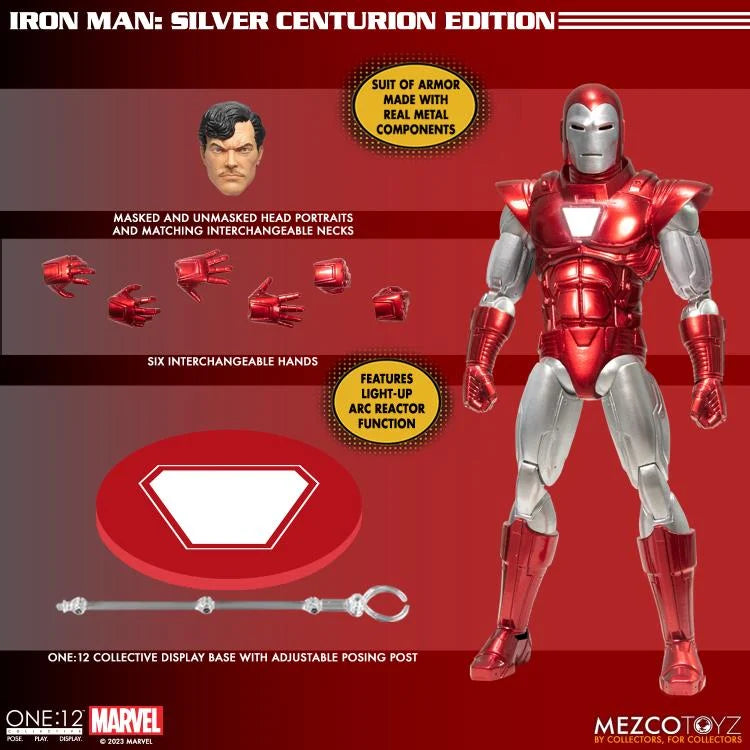 Pedido Figura Iron Man (Silver Centurion) - Marvel Comics One:12 Collective marca Mezco Toyz 76492 escala pequeña 1/12