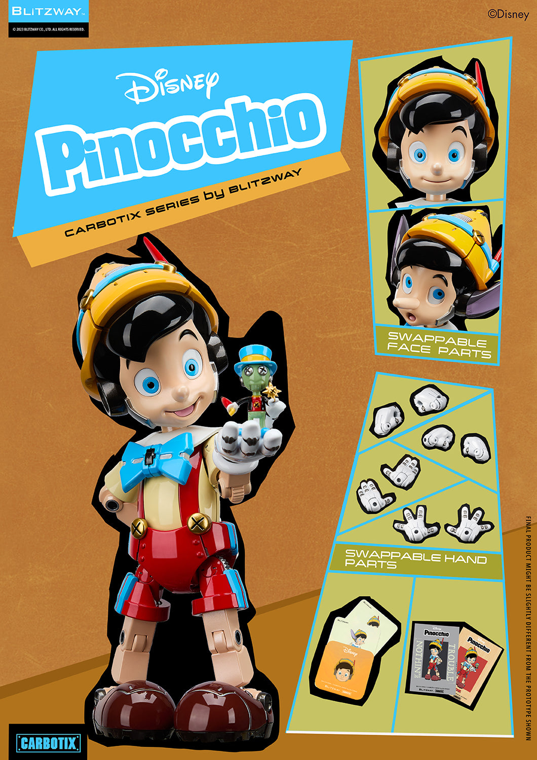 Preventa Figura Pinocchio (DIECAST) - Disney Carbotix Series marca Blitzway BW-CA-10506 (19.5 cm)