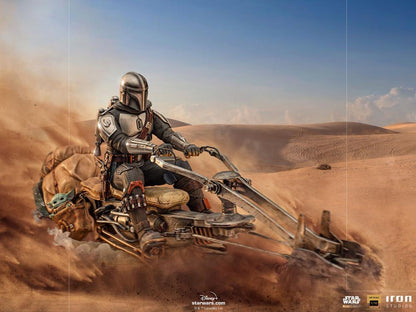 Pedido Estatua Din Djarin y Grogu en la Speeder Bike DELUXE - The Mandalorian - marca Iron Studios escala de arte 1/10