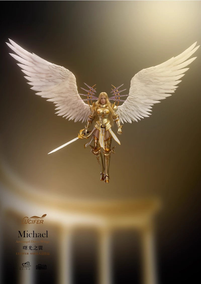 Preventa Figura Michael Archangel Dawn Wings (Golden Armor version) marca Lucifer LXF2311A escala pequeña 1/12