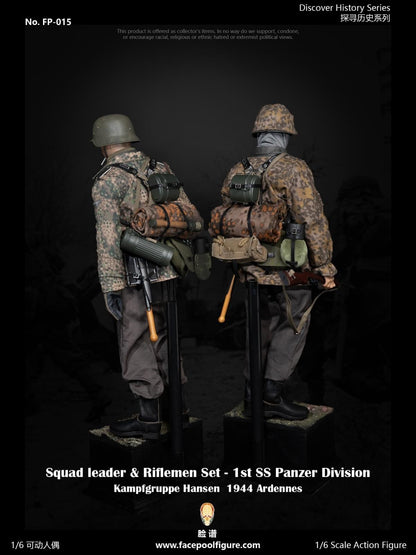 Preventa Set de Figuras Squad Leader y Riflemen - Discover History Series - 1st Panzer Division 1944 marca Facepool FP015A-B escala 1/6