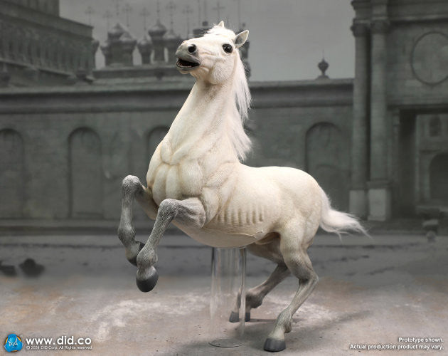 Preventa Figura Caballo de Guerra Blanco de Napoleón (Encabritado) marca DID E60078 escala 1/6