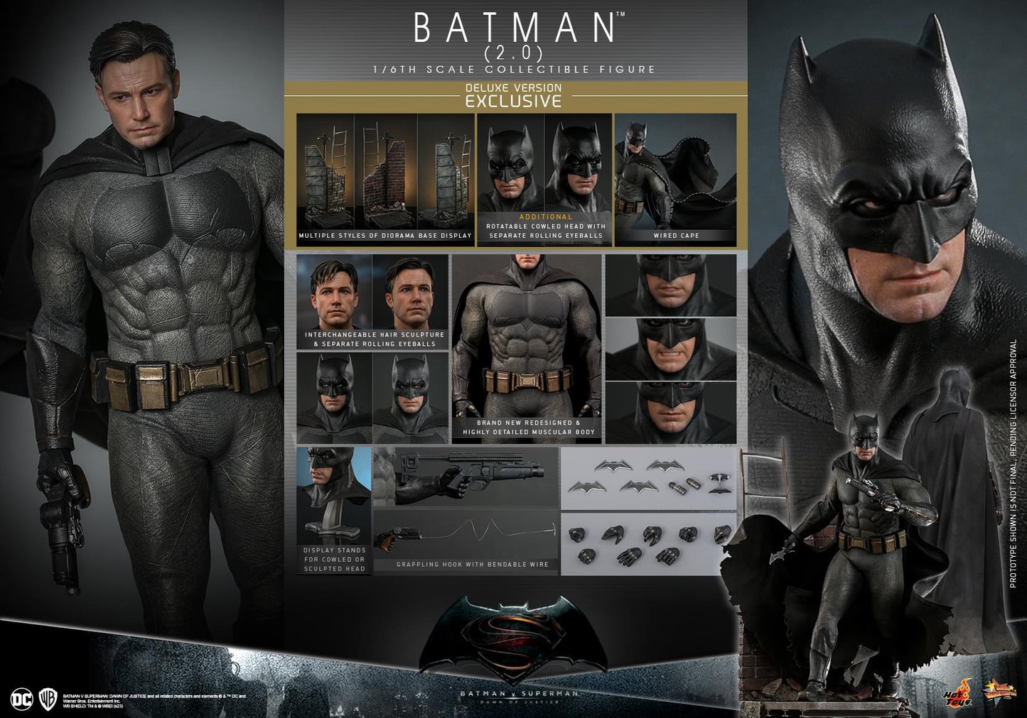 Preventa Figura Batman (2.0) (Deluxe version) - Batman v Superman: Dawn of Justice™ marca Hot Toys MMS732 escala 1/6