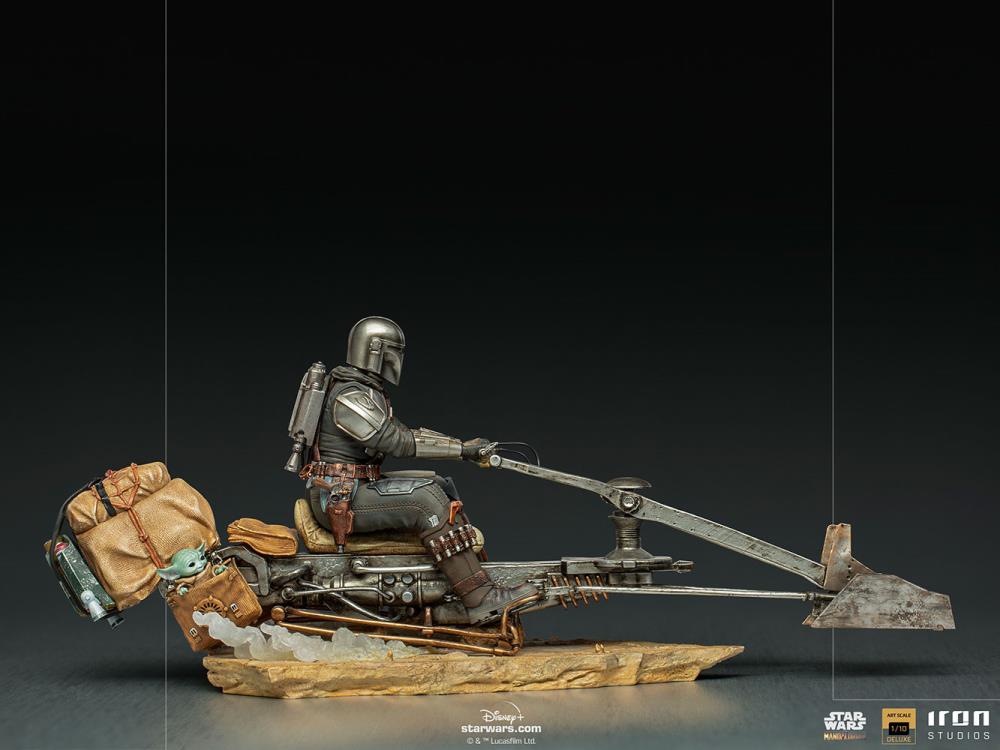 Pedido Estatua Din Djarin y Grogu en la Speeder Bike DELUXE - The Mandalorian - marca Iron Studios escala de arte 1/10