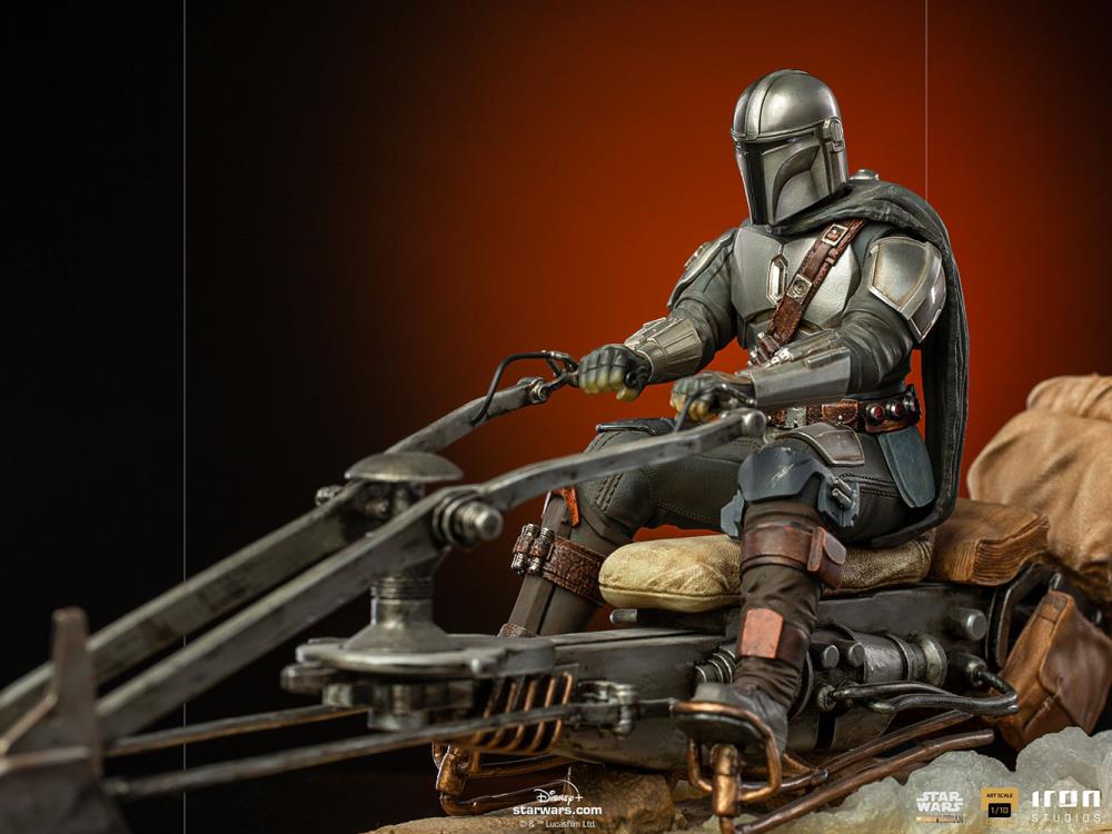 Pedido Estatua Din Djarin y Grogu en la Speeder Bike DELUXE - The Mandalorian - marca Iron Studios escala de arte 1/10