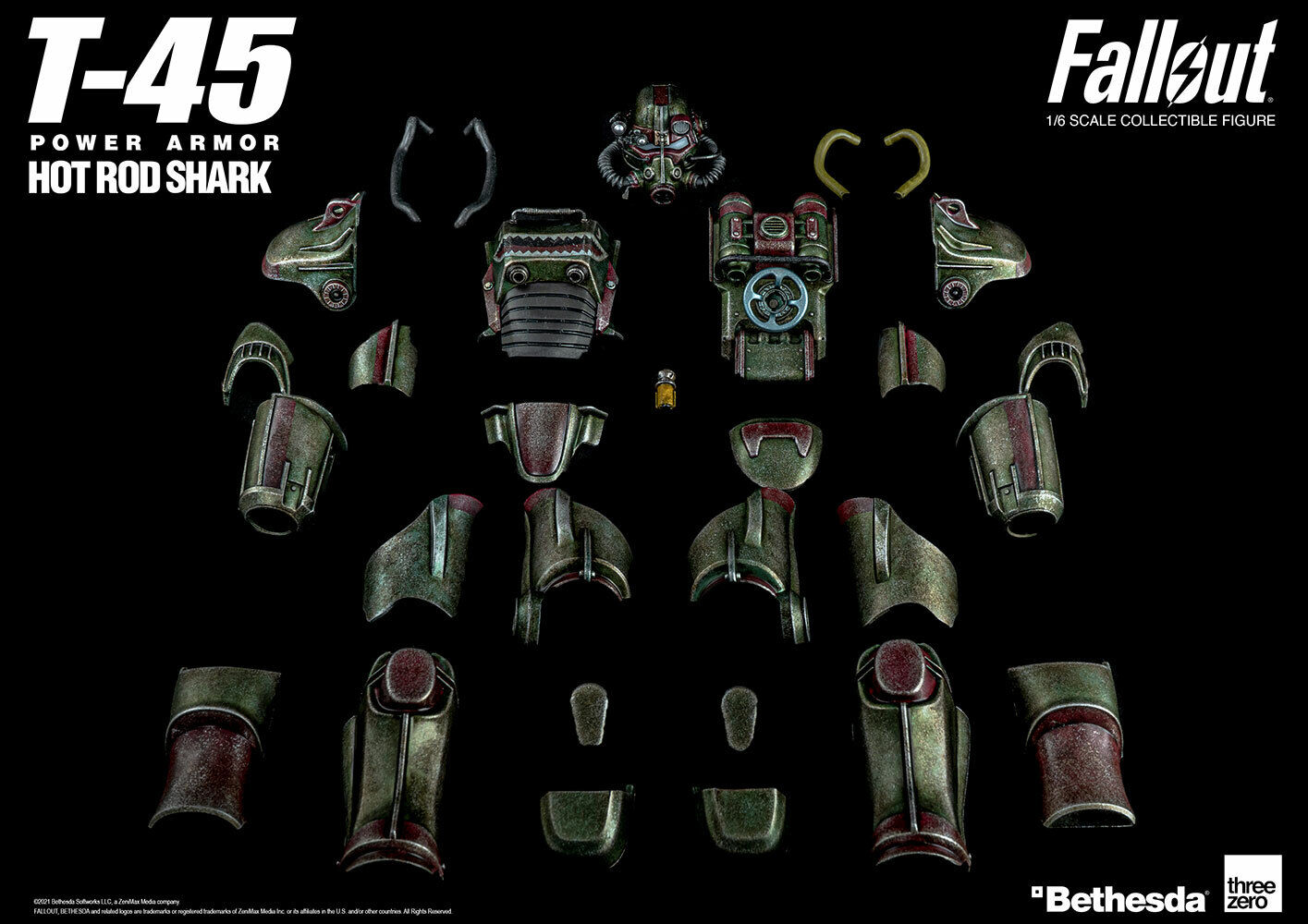 Pedido Set Fallout T-45 Power Armor - Hot Rod Shark Armor Pack marca Threezero 3Z0309 escala 1/6